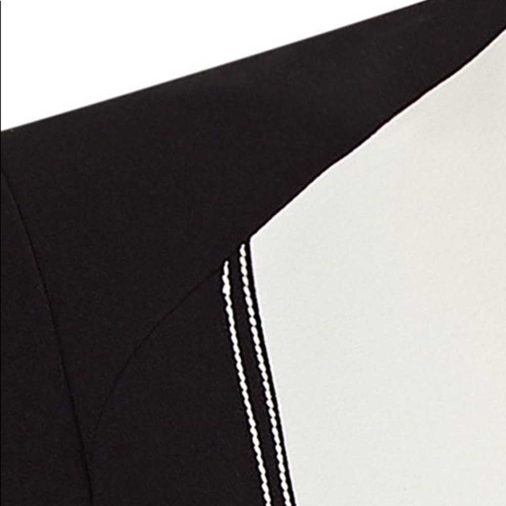 Black and White Contrast V-Neck Blouse with Bell Sleeves - Picture 8 of 10
